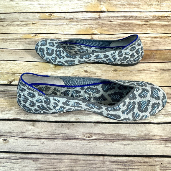 Rothys Womens Gray Blue Leopard Round Toe Flat Casaul Comfort Shoes Size 8.5 - Picture 5 of 10